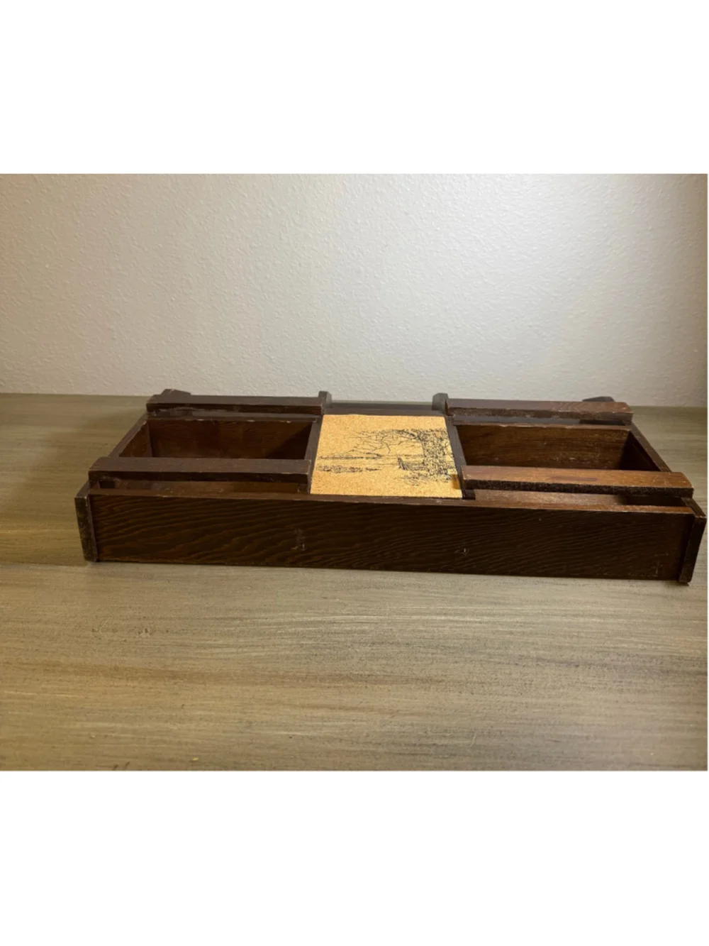 MCM Wooden Wall-Mount Letter Holder Office Organizer Landscape Scene
